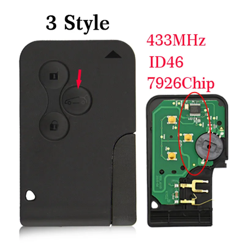 04C OkeyTech 3 кнопки 433 МГц ID46 PCF7926 PCF7947 чип аварийный умный дистанционный ключ для автомобиля Renault ключ Megane 2 Scenic Card II Grand - Количество кнопок: 04C