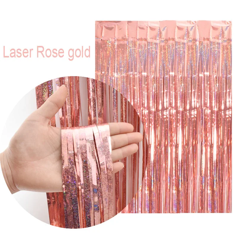 Laser rose gold 2 м Радужный фон шторы из фольги фон для фотосъемки принадлежности для дня рождения украшения для взрослых Рождественские украшения для дома - Цвет: Laser rose gold