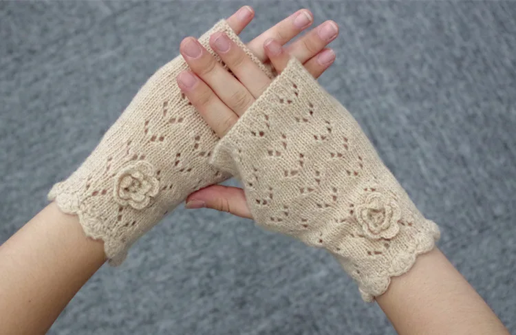 G111 Beige YRRETY, осенне-зимние вязаные овечьи перчатки без пальцев, женские модные красивые повседневные женские перчатки, милые женские рукавицы - Цвет: G111 Beige