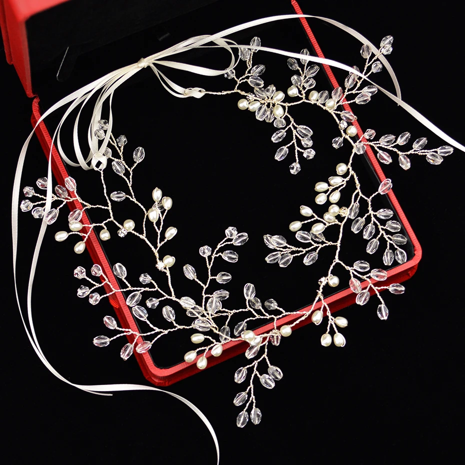 Новый свадебный обруч для волос цвета слоновой кости с белым жемчугом невесты