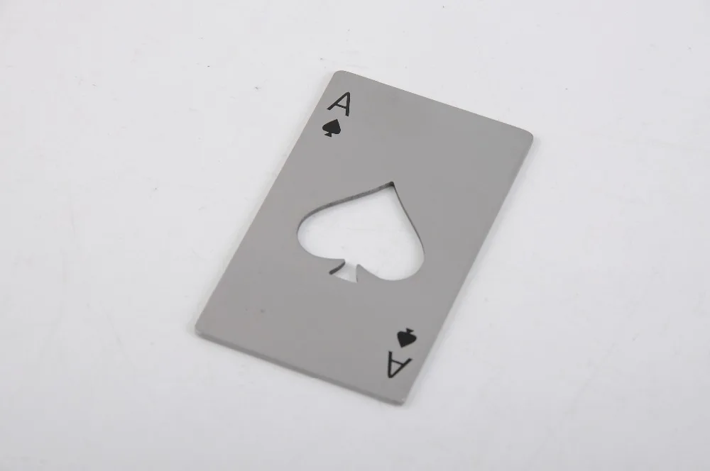 

100pcs/lot Poker Playing Card Ace of Spades Bar Tool Soda Beer A Card Bottle Opener