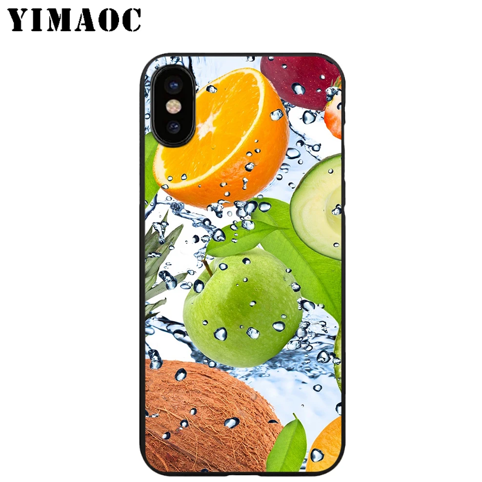 YIMAOC плод кокос пляж Мягкий ТПУ Черный силиконовый чехол для iPhone X или 10 8 7 6 6S Plus 5 5S