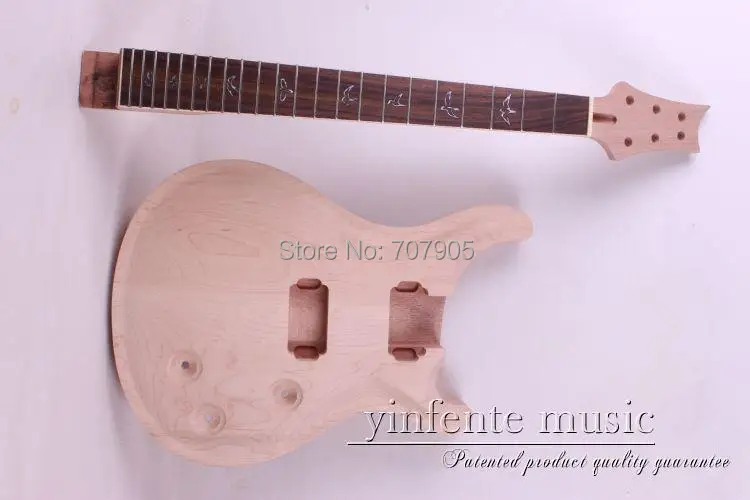 

one Unfinished electric guitar neck head and body rose wood fingerboard