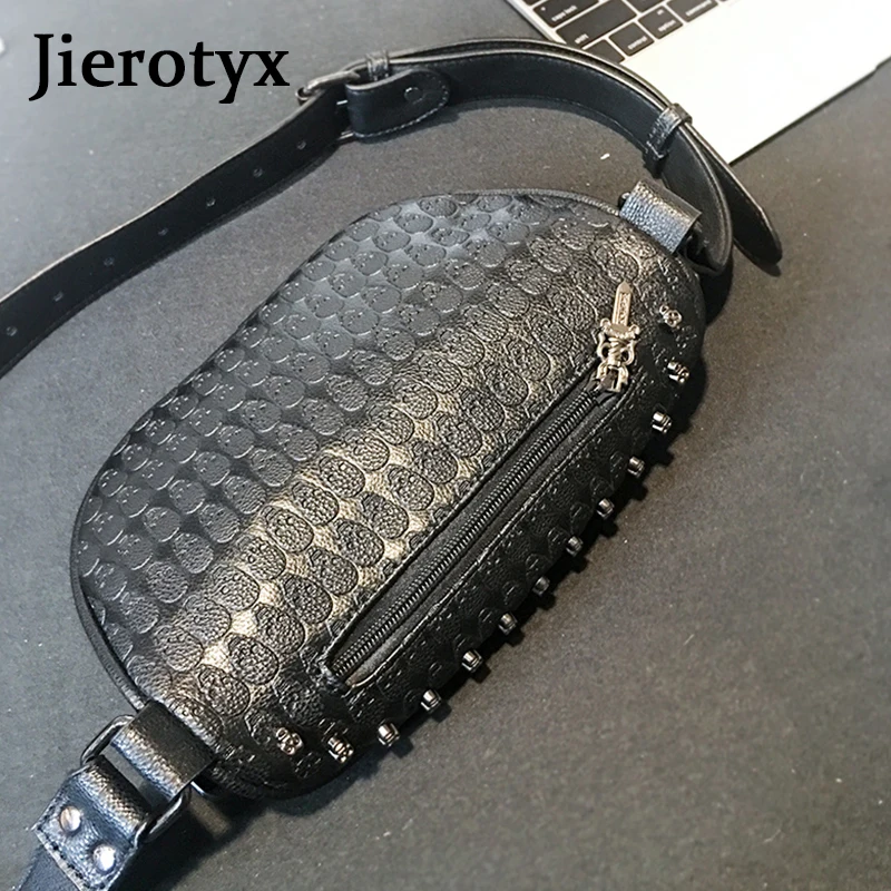 JIEROTYX поясная сумка с принтом черепа и крыльями, Женская поясная сумка в стиле панк с заклепками, поясная сумка для женщин, поясная сумка, нагрудная сумка