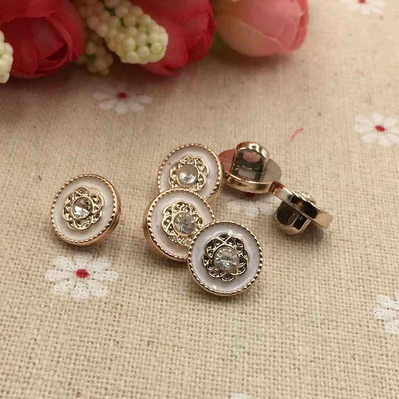 Новинка белая рубашка с розами и стразами на кнопках 11 мм 10 шт. акриловые товары