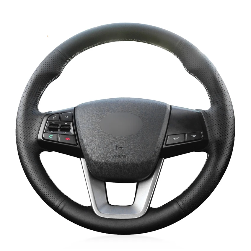 DIY черный чехол рулевого колеса автомобиля из микрофибры для Hyundai ix25 2014 2016 Creta 2017