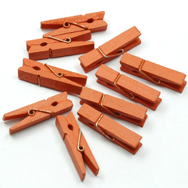 9orange 35x7 мм 10 шт. DIY много цветов Большая деревянная вешалка для одежды прищепки зажимы офисные вечерние украшения Аксессуары фото прищепки - Цвет: 9orange