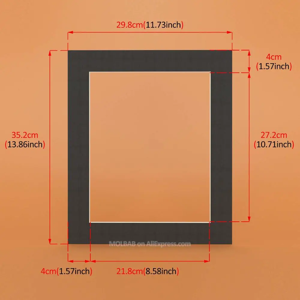 Black Rectangle Белый/черный фотоковрики Прямоугольник квадратный круг 14 дюймов картон крепления текстурированная поверхность фоторамки Passe-Partouts 12 шт./лот - Цвет: Black Rectangle