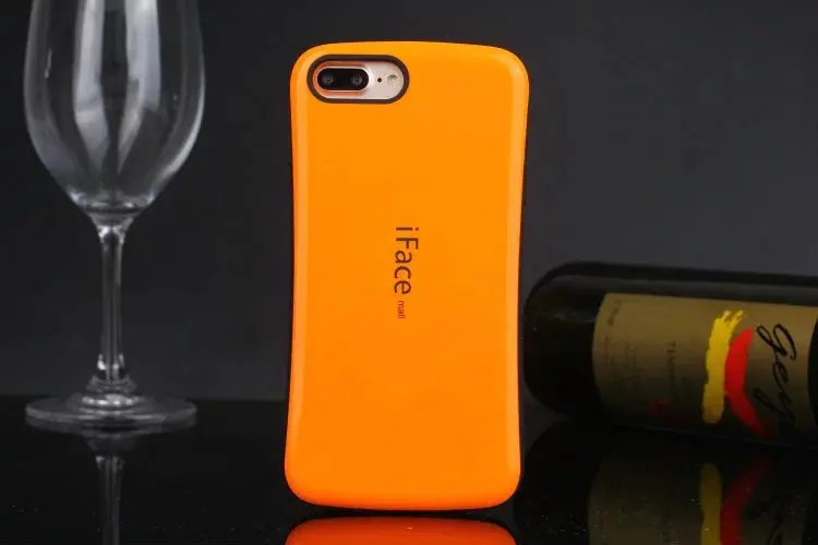 Orange Милый iFace первый для iphone 7 cace гладкий глянцевый силиконовый чехол для телефона задняя крышка для iphone XR XS Max X 10 8 7 6S Plus coque - Цвет: Orange