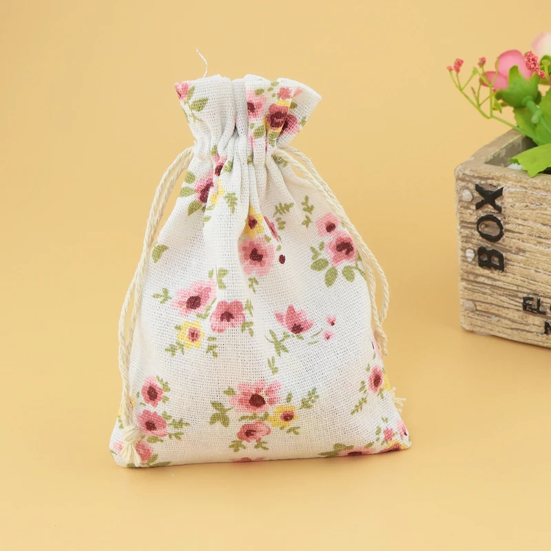 

Мешок на шнурке из натурального хлопка и льна, 10 шт., 10x14 см