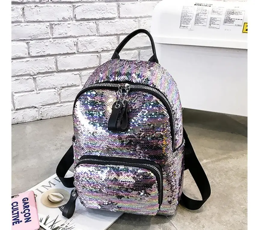 Блестящий рюкзак для женщин с блестками девочек подростков Модный женский