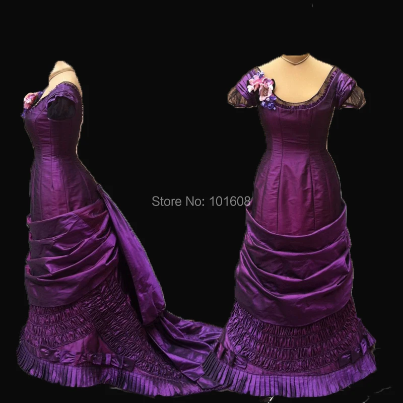 Tailored!Royal Purple French Duchess Civil war Theatre 18th Marie Antoinette DRESS Tartan Victorian Colonial dresses HL-299 |
