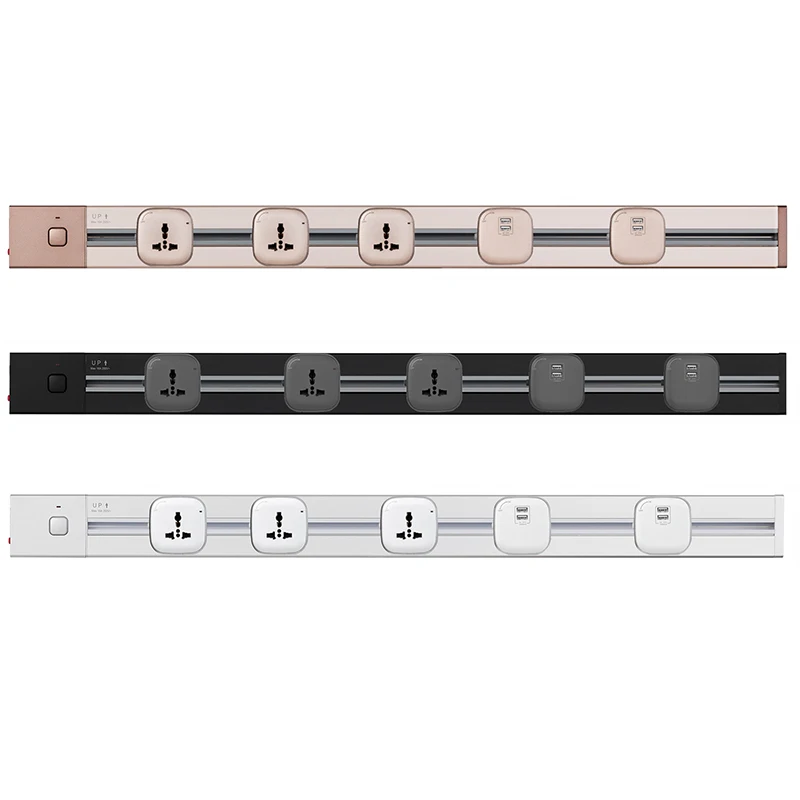 3 sockets 2 USB Заводская розетка из алюминиевого сплава 4000 Вт 100 см, электрическая розетка Tomada с 2 usb-портами, кухонная розетка для гостиной - Тип: 3 sockets 2 USB