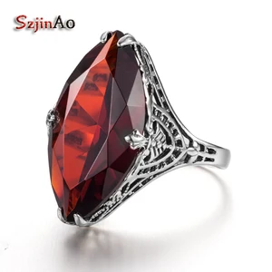 Женский гранат, 14 х26 мм, из серебра 925 пробы, Szjinao