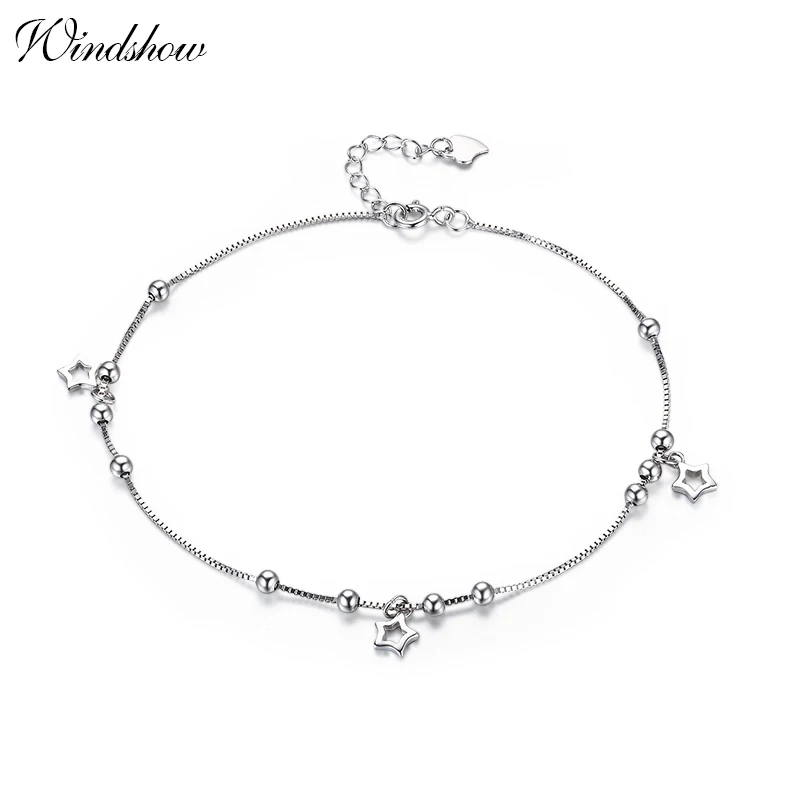 Женский браслет на ногу со звездами из серебра 925 пробы|foot jewelry anklets|anklets for womenjewelry