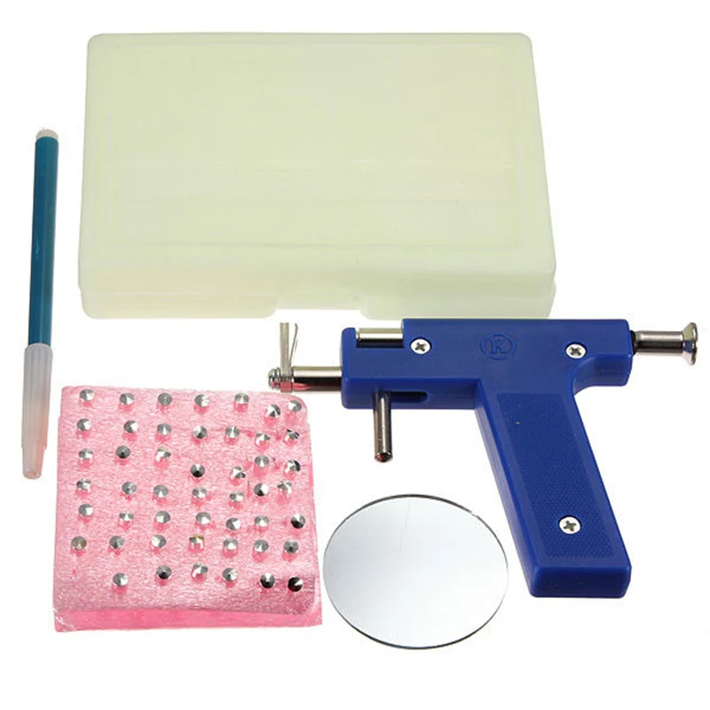 Pro Steel Ear Nose Navel Body Piercing Gun Tool Kit 98pcs Instrument Studs Set Blue | Украшения и аксессуары
