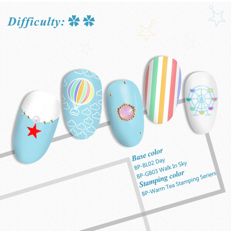 BORN PRETTY прямоугольный шаблон ногтей из нержавеющей стали клубника лист