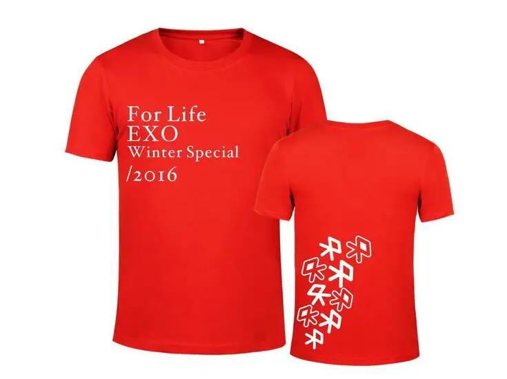 Kpop exo/2016 г. Летняя футболка с принтом логотипа для жизни модная унисекс короткими