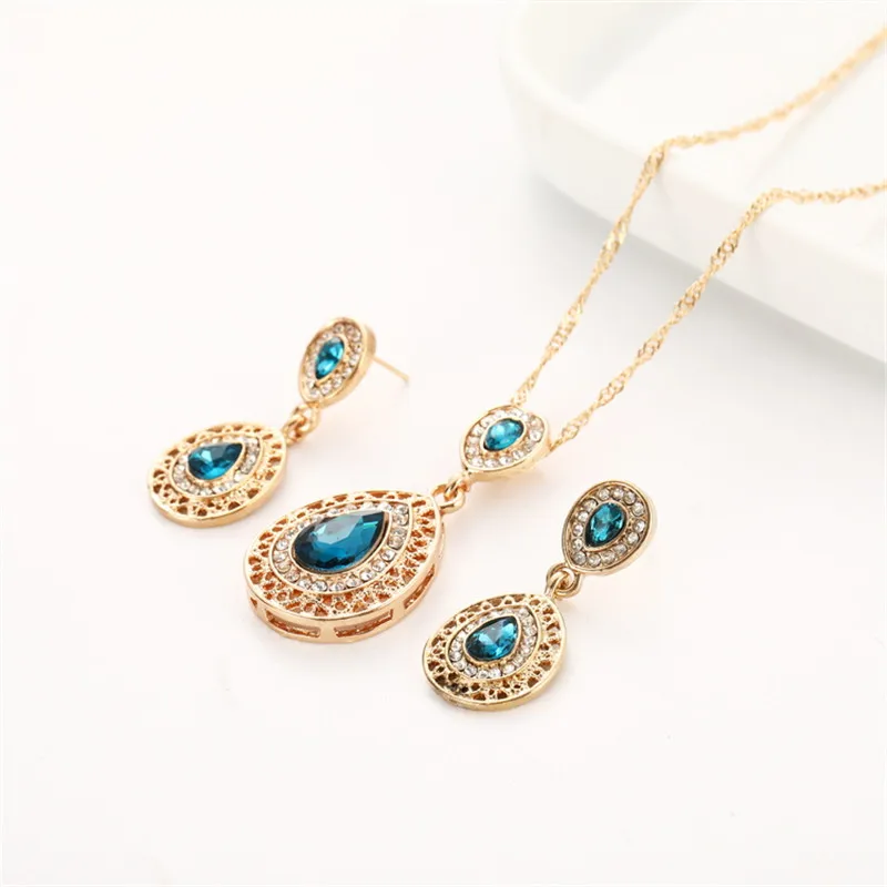 Ожерелье и серьги красного цвета Свадебные Роскошные ювелирные изделия для