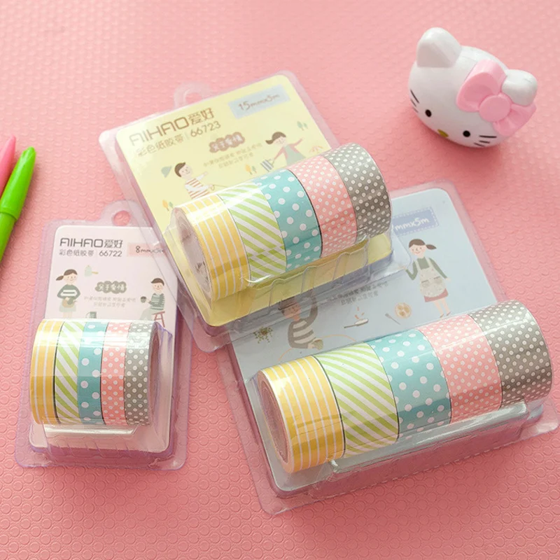

(5pcs/set) Color Paper Washi Tapes Handmade DIY Decorative Tape Set Colored Adhesive Tapes