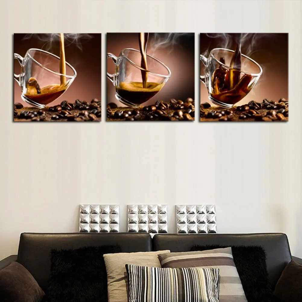 3 шт. декоративная картина на холсте кофейная чашка | Дом и сад