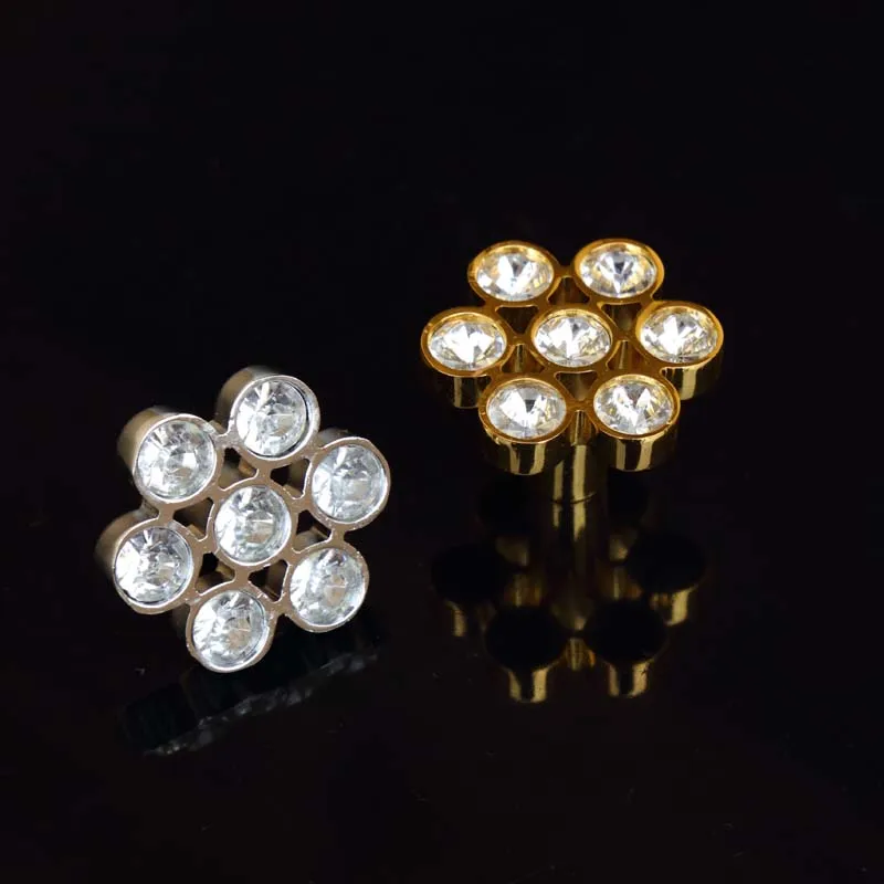 Ручки в форме цветка сливы ручки для ящиков шкафов со стразами стеклянный