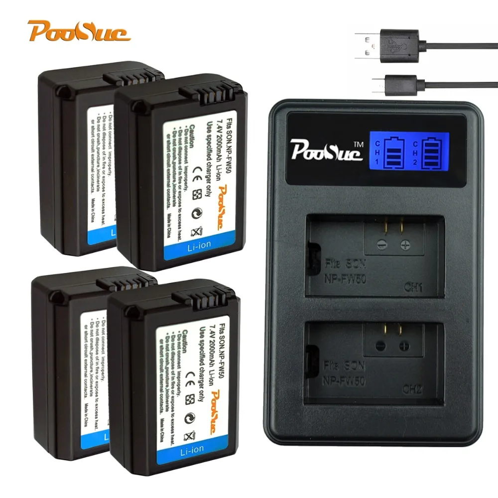 Для sony npfw50 NP FW50 Battery + LED USB Charger For Sony np fw50 battery Alpha a6500 a6300 a7 7R a7R II a7II NEX 3|Цифровые
