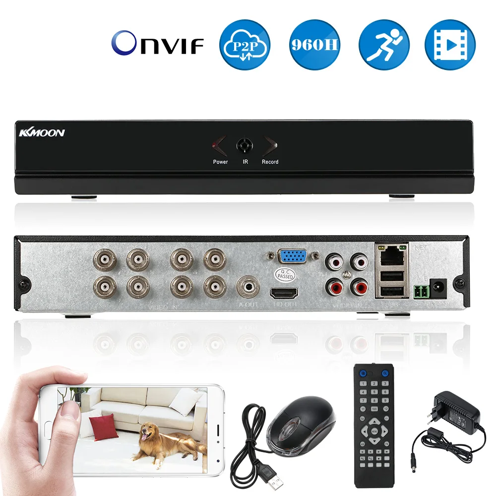 Цифровой видеорегистратор KKmoon HD 8 каналов DVR 960H/D1 H.264 1920*1080P Выход CCTV P2P 8-канальный