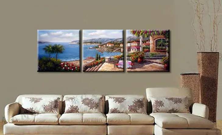 hand painted modern Wall home decor Canvas oil painting 2013 new Modern Landscape paintings 3pcs a500 | Дом и сад