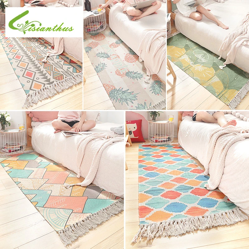 Ретро-ковер для дивана гостиной спальни ковер хлопок кисточка окрашенная пряжа