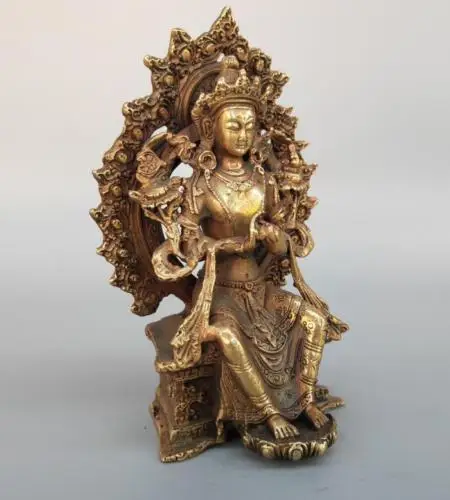 

Chinese Collectable brass Carved guanyin Buddha small statue