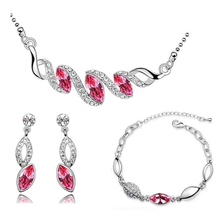 Комплект из колье серёг и браслета с кристаллами|brand jewelry sets|fashion setjewelry sets |