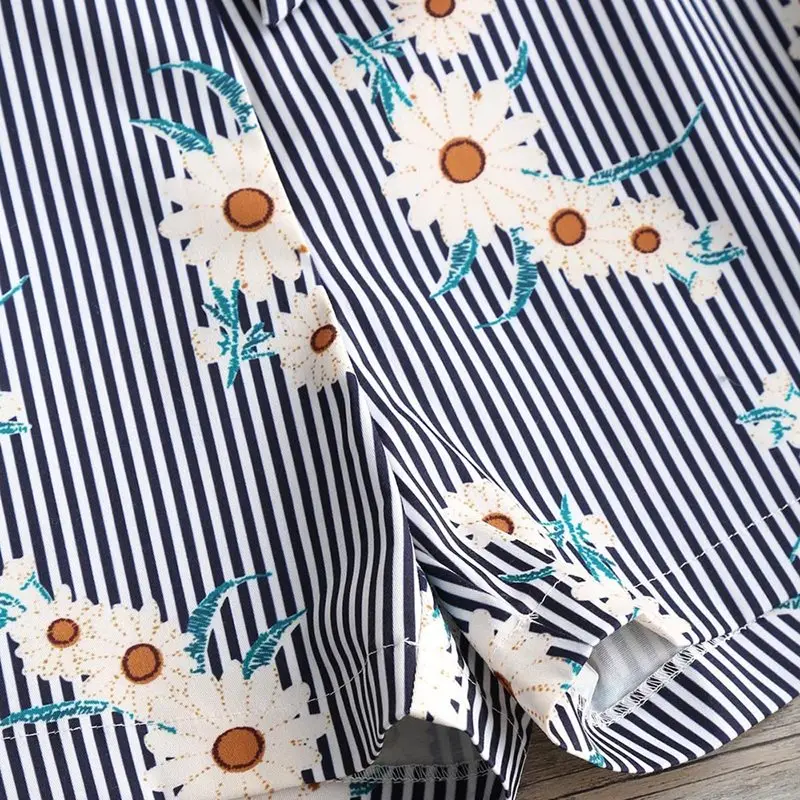 Женские пляжные шорты Boho повседневные свободные в полоску с цветочным принтом и