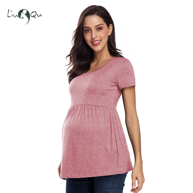 Блузка для беременных Топ Одежда полосатая с коротким рукавом Свободная