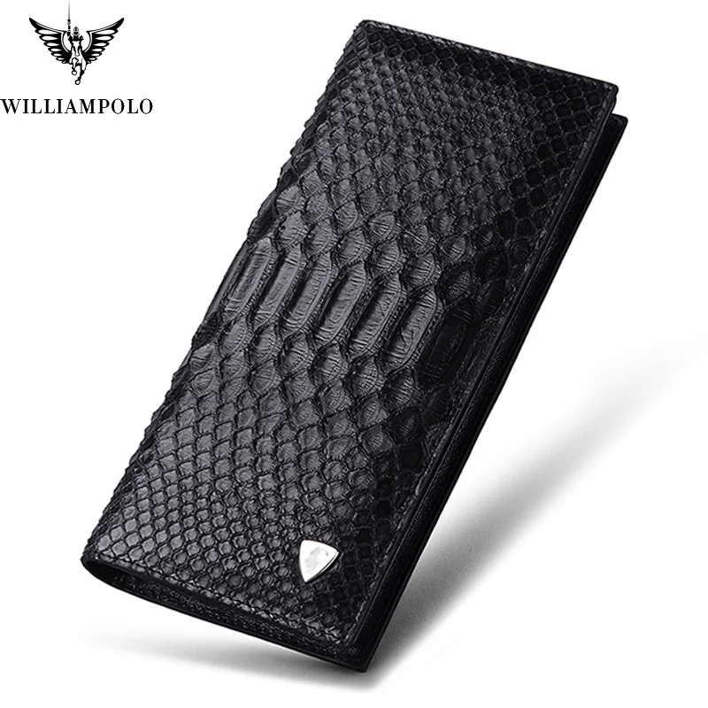 WILLIAMPOLO 2018 Для мужчин кошелек из натуральной кожи со змеиным узором двойные
