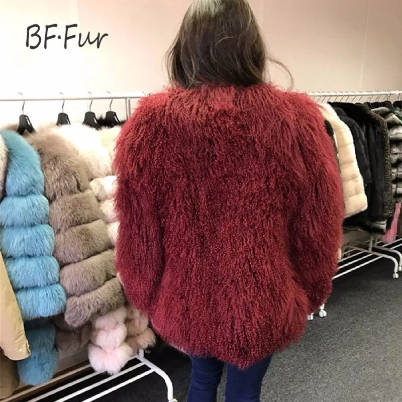 BFFUR натуральный мех 2017 модное женское Шерстяное меховое пальто цельная кожа