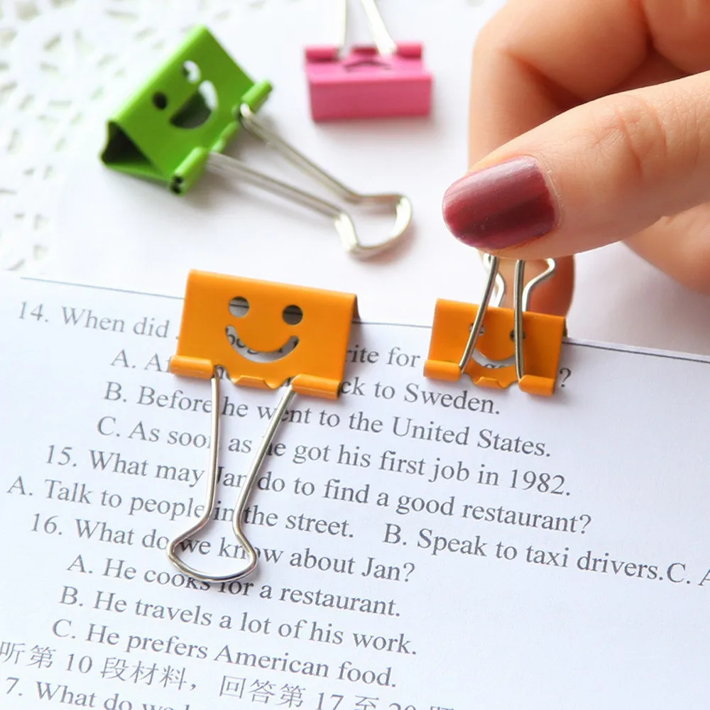 10 шт./лот металлический зажим смайлик милые скрепки для альбома foto memo бумажные