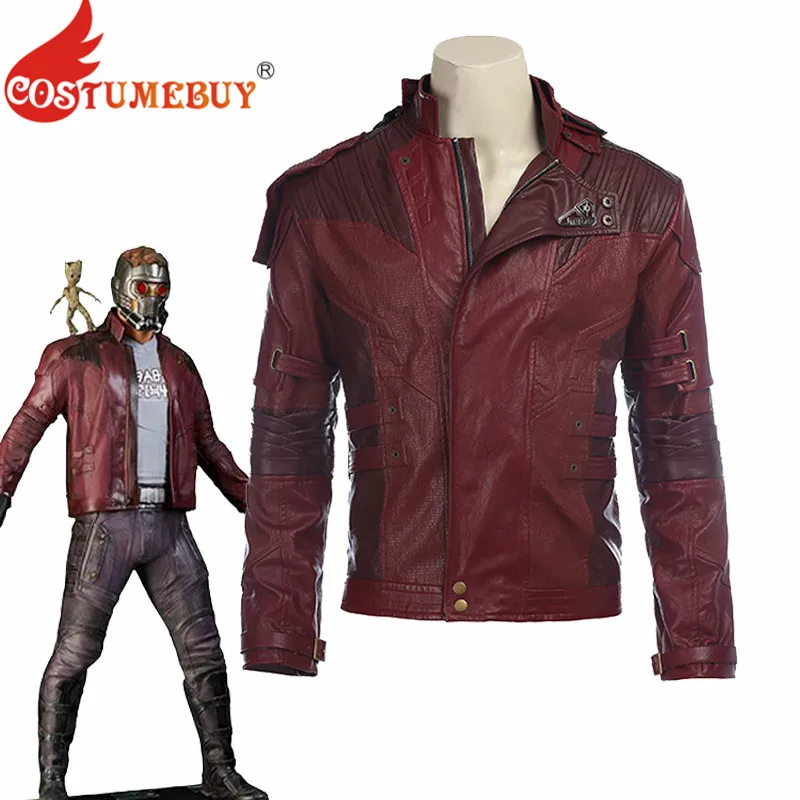 CostumeBuy Звездный Лорд Питер Квилл короткая куртка косплей костюм на Хэллоуин стражи галактики 2 костюм PU кожаная куртка пальто