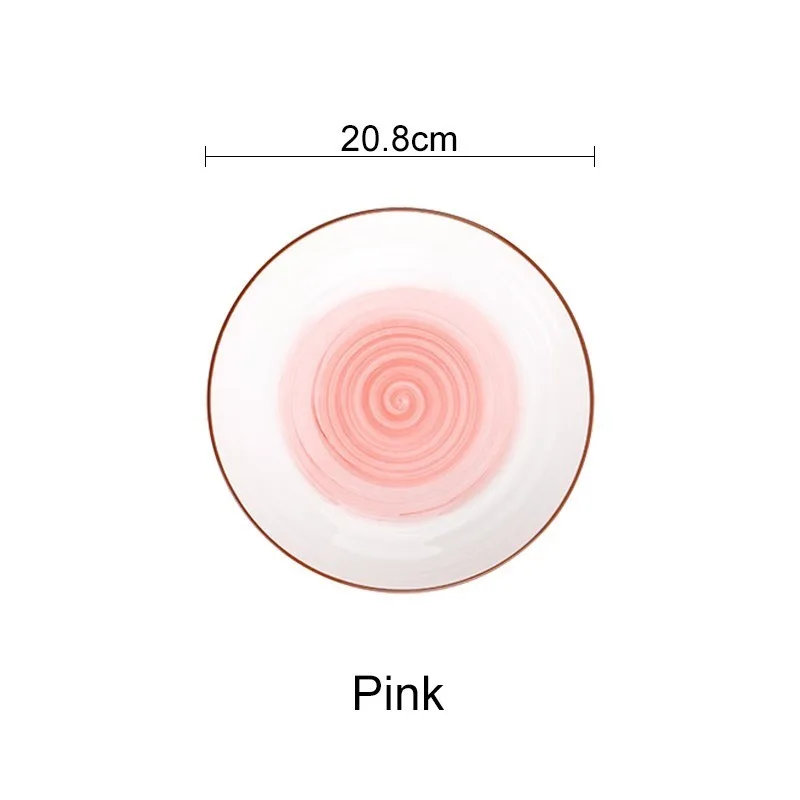 8.25inchpinkplate Керамическая миска для супа, посуда, круглые фруктовые тарелки, десертное блюдо, поднос для конфет, простая и креативная Салатница Akuhome - Color: 8.25inchpinkplate