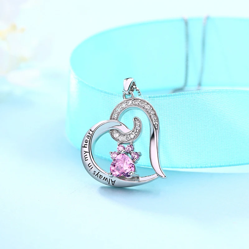 Wholesale Custom Paw Print Jewelry &quotAlways In My Heart&quot Birthstone Memorial Dog&ampCat Necklace | Украшения и аксессуары