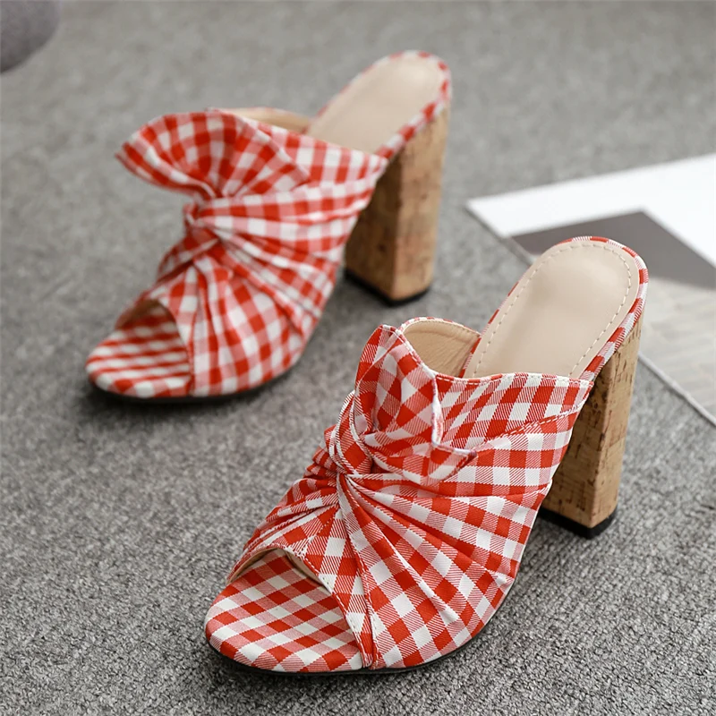Мюли женские на квадратном каблуке 2020 см красные туфли бабочки из ПВХ тапочки без
