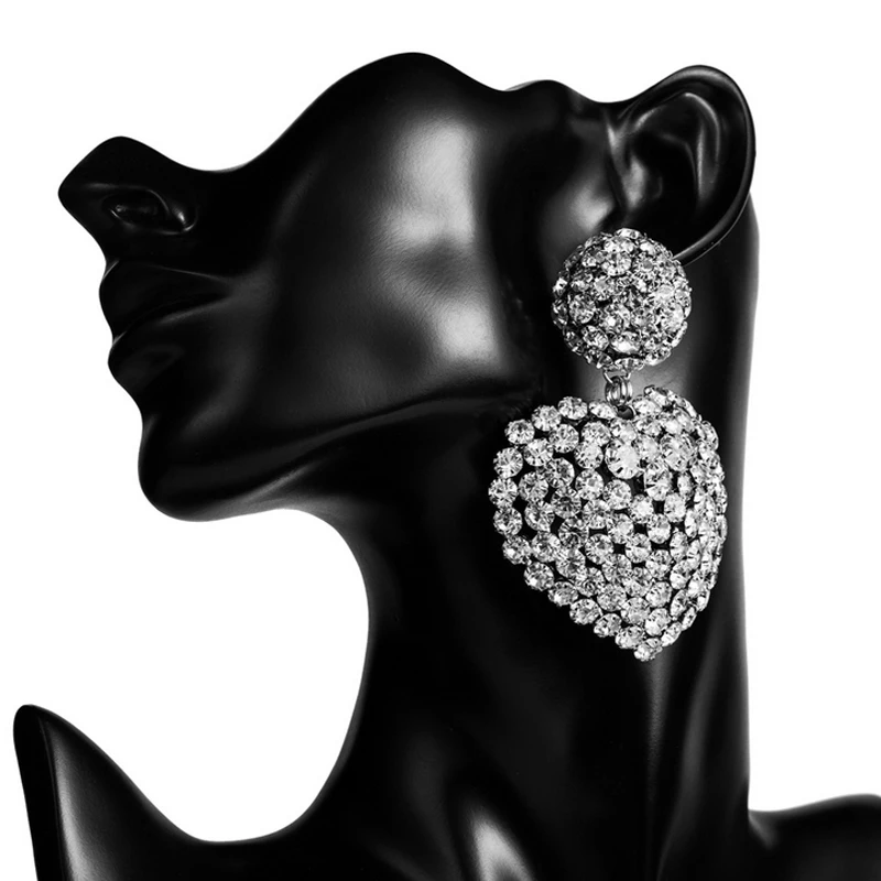 Новое поступление Bling горный хрусталь сердце женские серьги гвоздики в форме