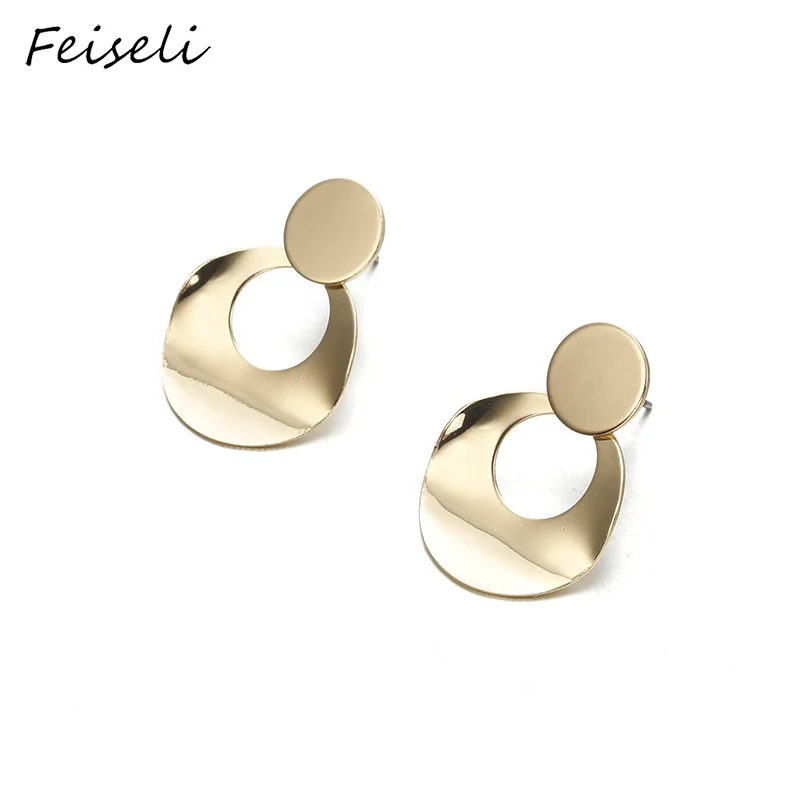 Женские сережки-гвоздики Feiseli круглые сережки золотистого и серебристого цветов