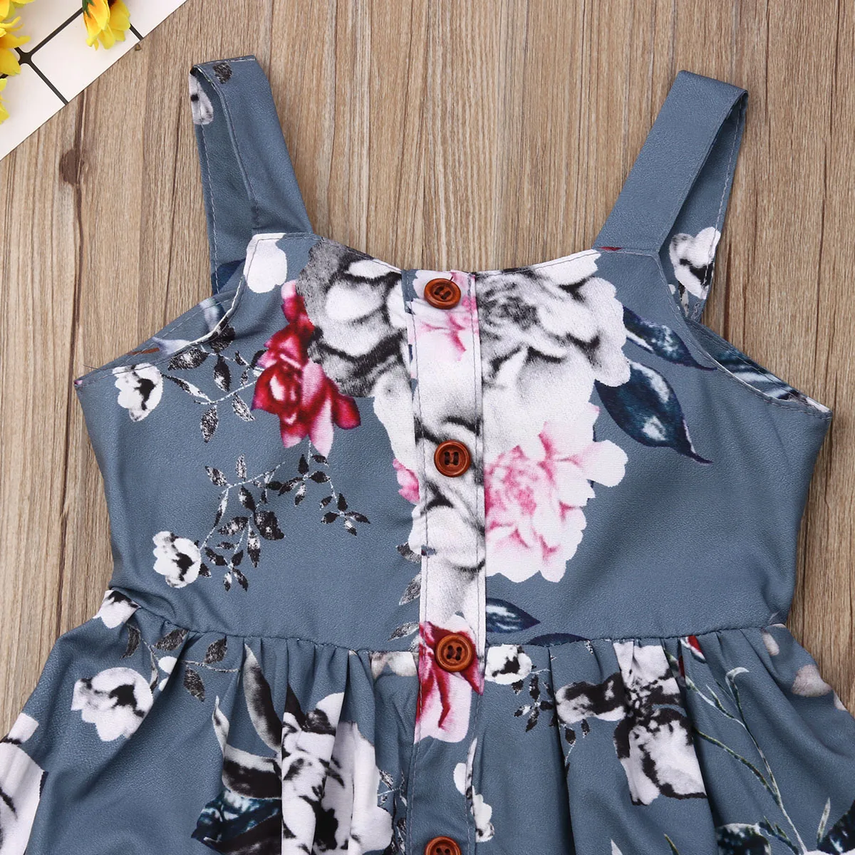 Детское платье без рукавов пляжный сарафан трапециевидной формы с цветочным