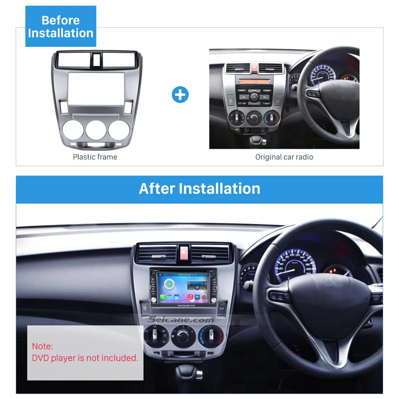 

Seicane Din Car Radio Frame Fascia Trim Kit for 2008-2014 Honda City Ballade Manual AC Panel Plate CD Trim Panel Stereo Dash Kit
