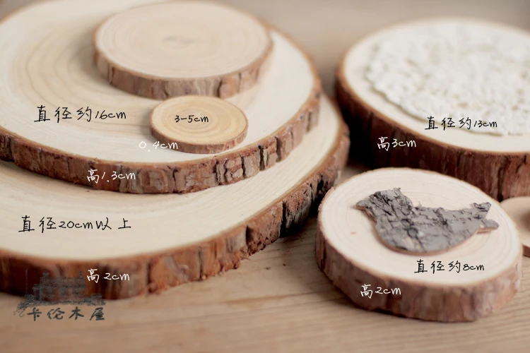 Zakka log wood Pine bark Wooden stake Shooting prop Cup mat Dry twigs annual growth ring Personality cup dia.3-25cm TH1-2cm |
