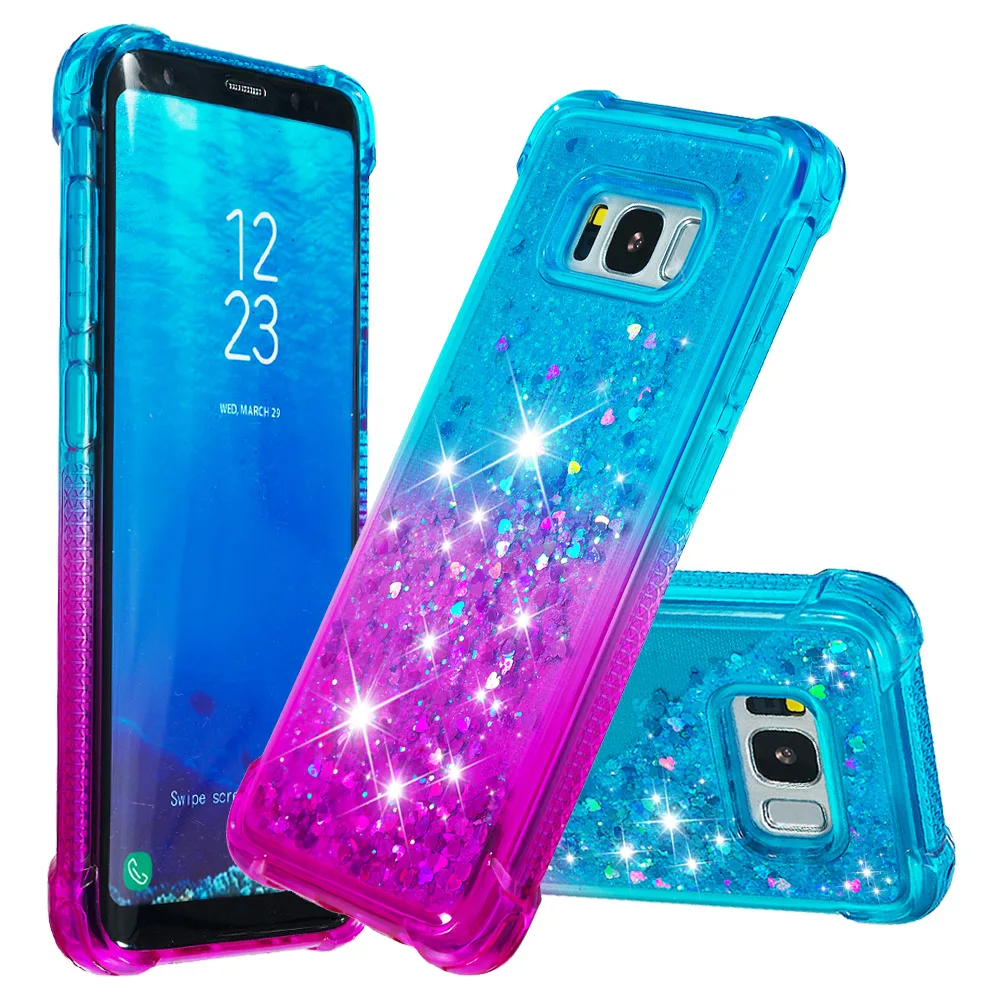 Для Samsung Galaxy S8 жидкий песок градиент ТПУ чехол Блестящий зыбучий для galaxy