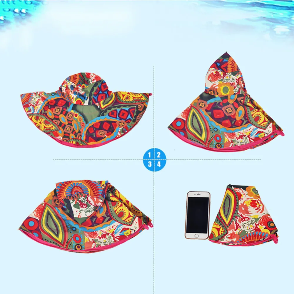 Шляпа Женская Солнцезащитная Складная с цветами модная пляжная Панама большими