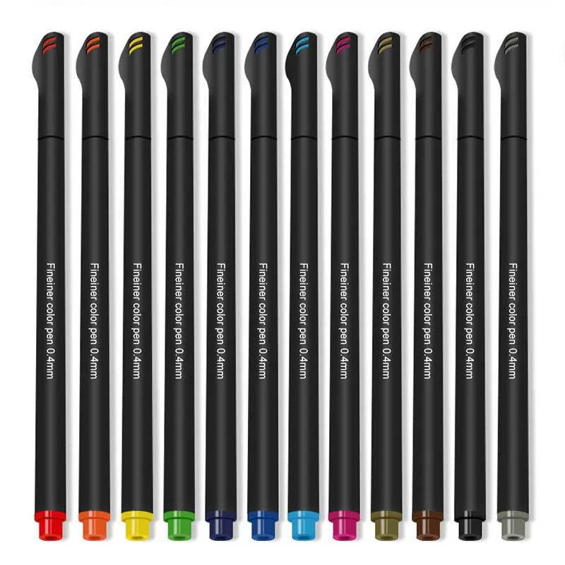 12/24/36/48 Fineliner Pen Set Water Based Assorted Ink Arts Drawing Liner For Children Micron Fine | Канцтовары для офиса и