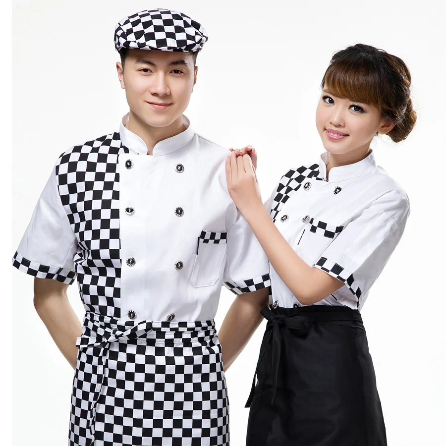 

New Summer Chef Uniform Short Sleeved Double Breasted Restaurant Cook Uniforms Work Wear Hotel Cook Clothes Lxx24